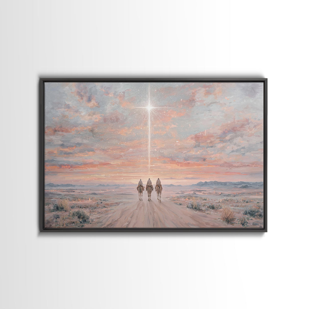 Divine Star Path – Framed Canvas Print – Christmas Art Work – Christian Art Canvas – Christian Wall Art – Christian Christmas Decorations –