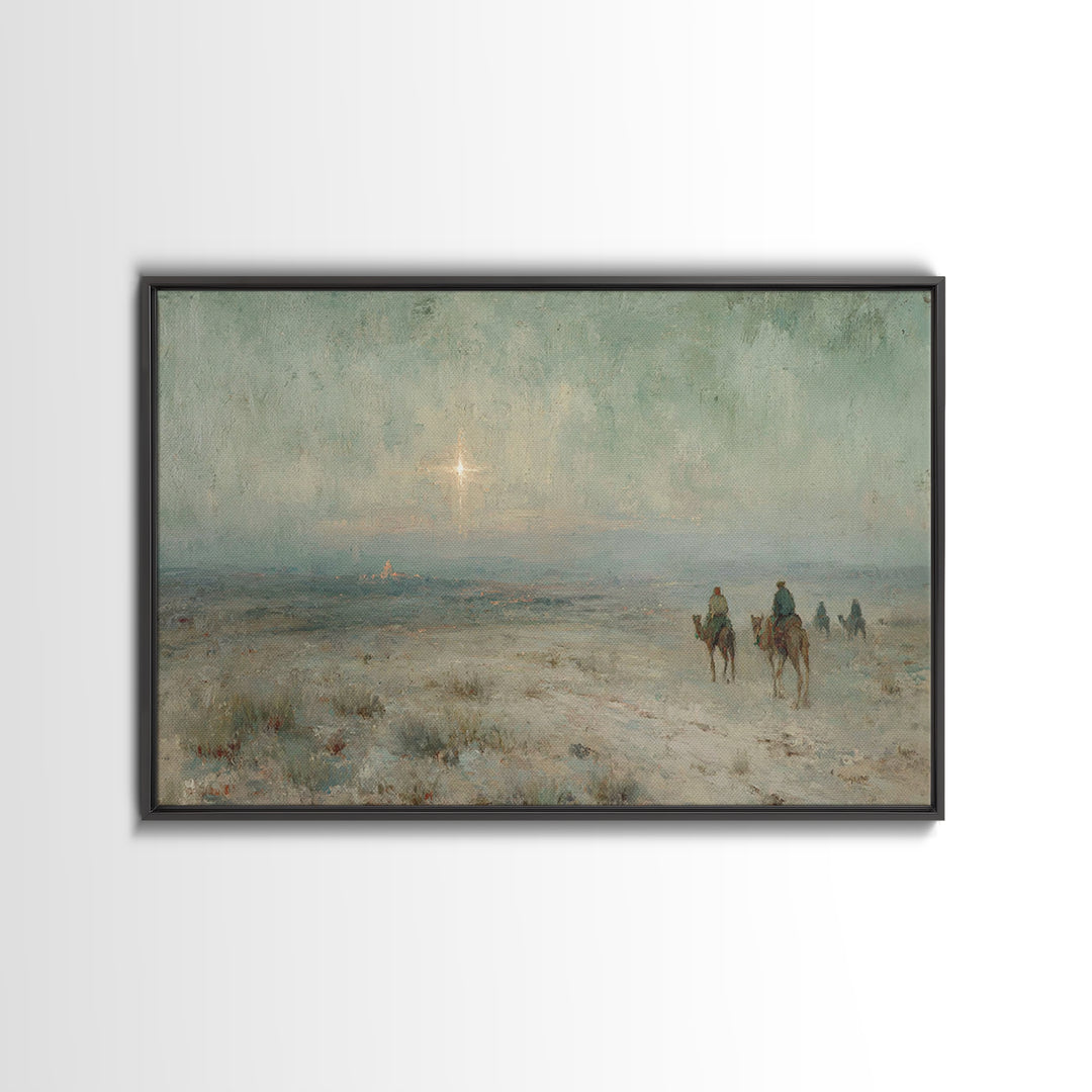 Guiding Star Journey – Framed Canvas Print – Christian Wall Art – Christian Art Canvas – Christmas Art – Jesus Painting – Christian Christm