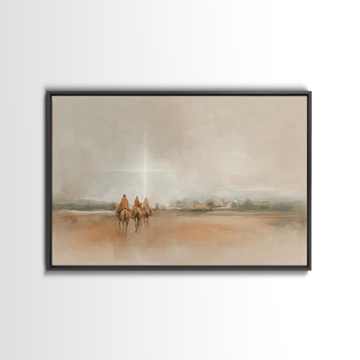 Bethlehem Light Path, Framed Canvas Print, Christian Art Canvas, Christmas Wall Art, Christian Christmas Art, Jesus Painting, Christmas Art