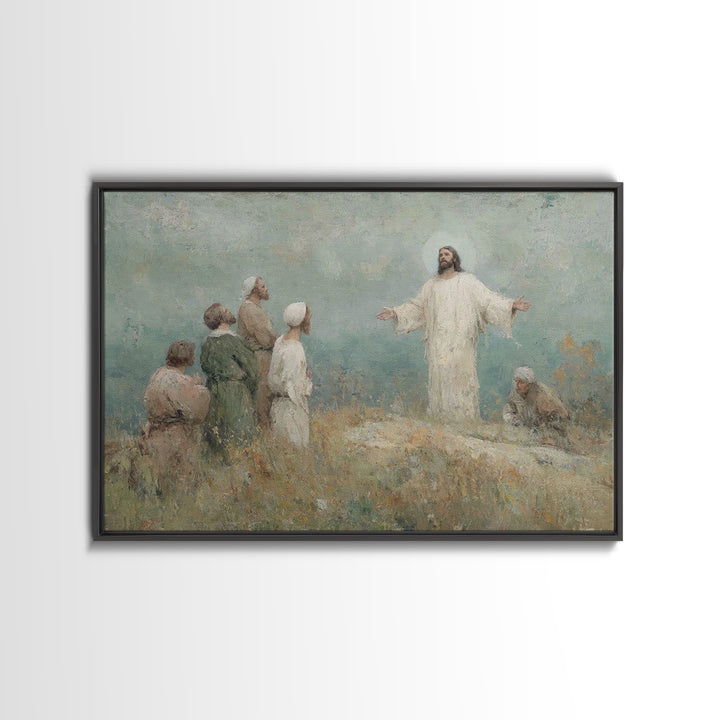 Blessing Of Light, Framed Canvas Print, Christian Art Canvas, Christian Wall Art, Jesus Painting, Christian Art Gift, Large Christian Paint