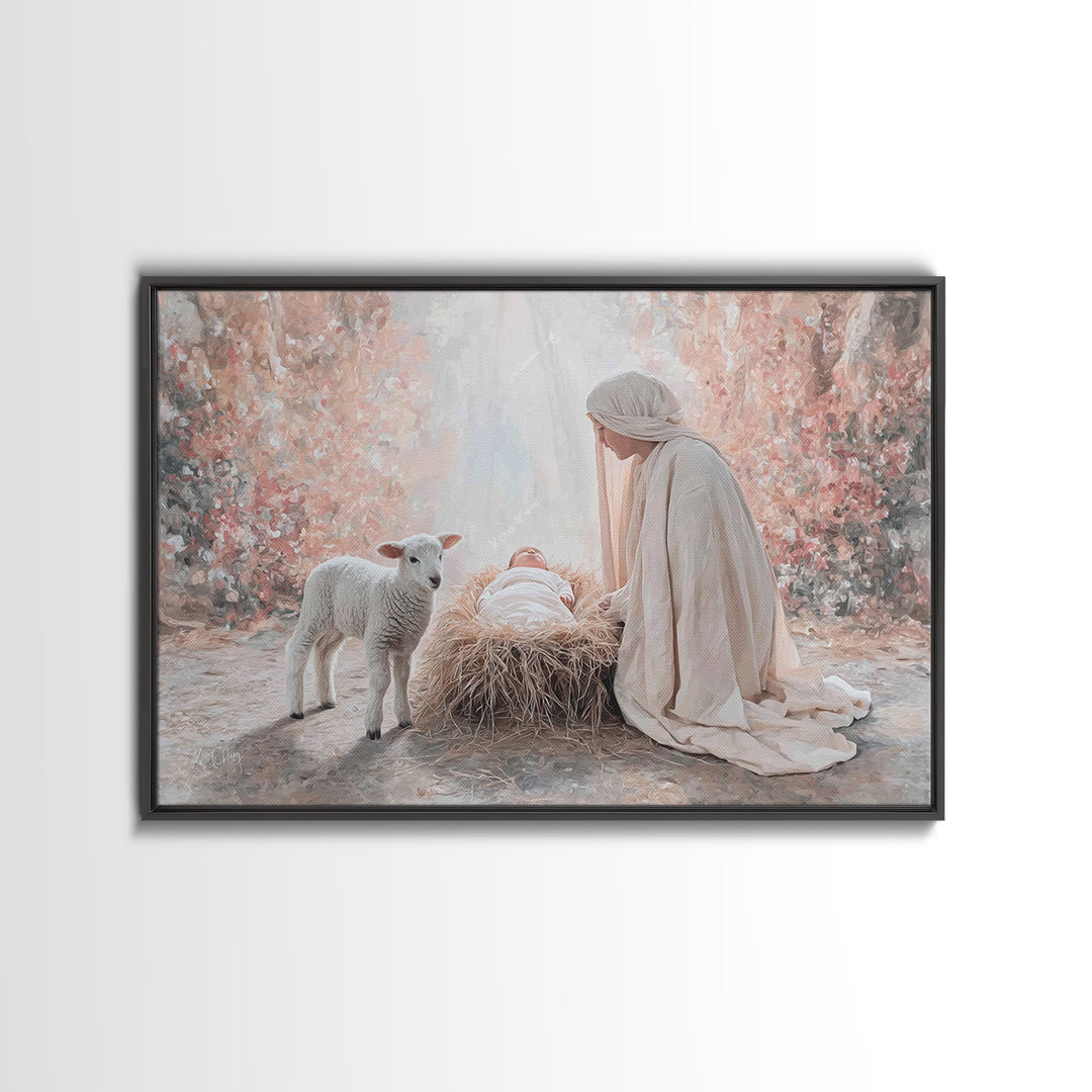 Bethlehem Grace, Framed Canvas Print, Christian Christmas Art, Christian Wall Art, Jesus Painting, Christian Art Canvas, Christmas Art Prin