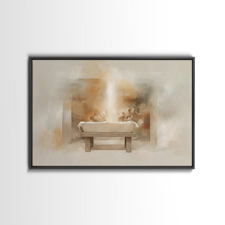 Holy Cradle | Framed Canvas Print | Christian Art Canvas | Christian Christmas Art | Christian Wall Art | Jesus Painting