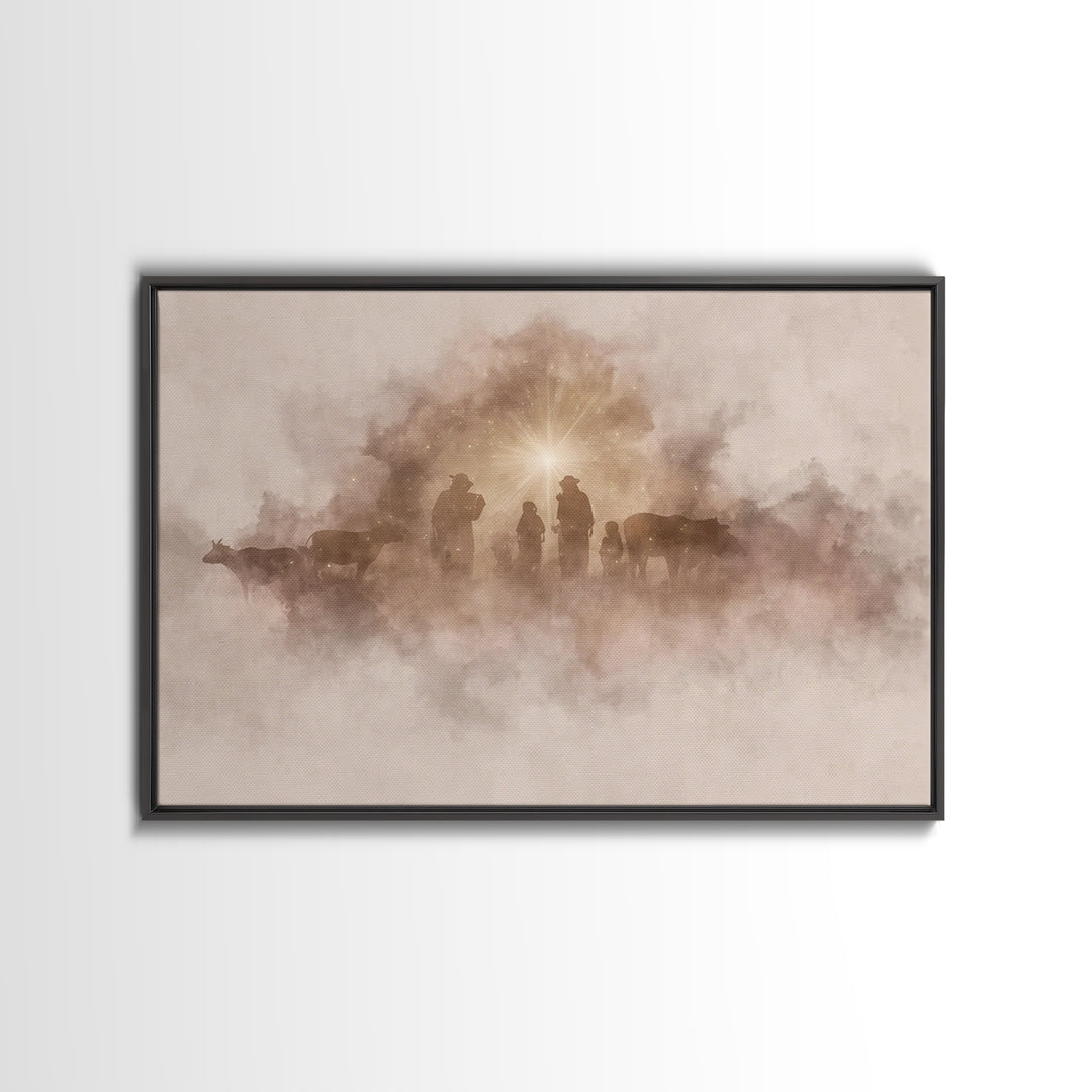 Glow Of Bethlehem, Framed Canvas Print, Christian Christmas Art, Christian Wall Art, Christmas Art Prints, Christian Art Canvas