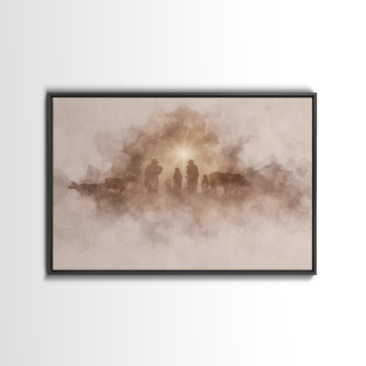 Glow Of Bethlehem, Framed Canvas Print, Christian Christmas Art, Christian Wall Art, Christmas Art Prints, Christian Art Canvas