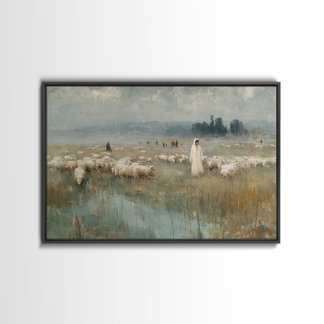Pasture Of Peace – Framed Canvas Print – Christian Art Canvas – Christian Wall Art – Christian Art Painting – Christian Art