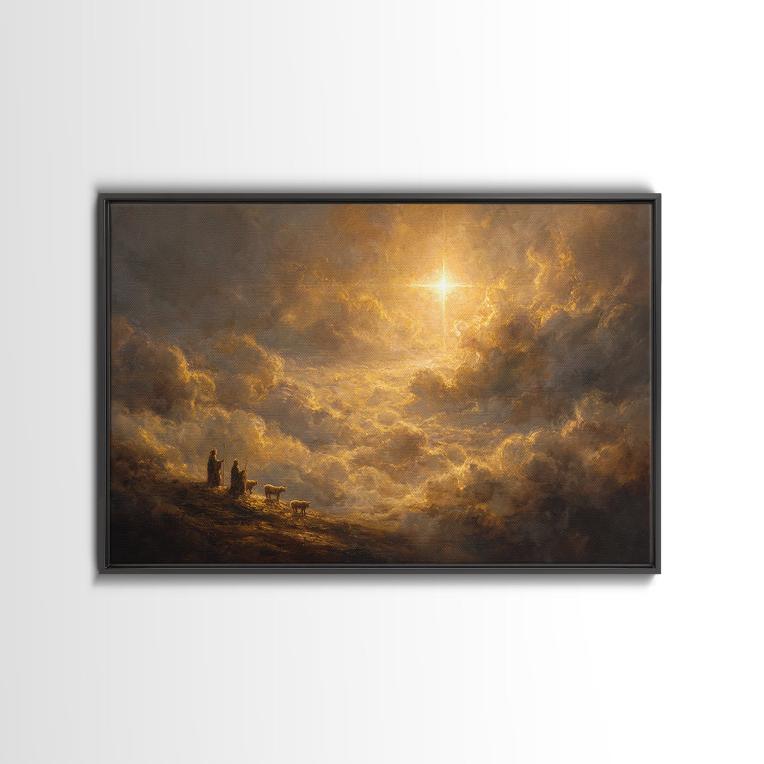 Dawn Star, Framed Canvas Print, Christmas Wall Art, Christian Christmas Art, Christian Art Canvas, Framed Christmas Art