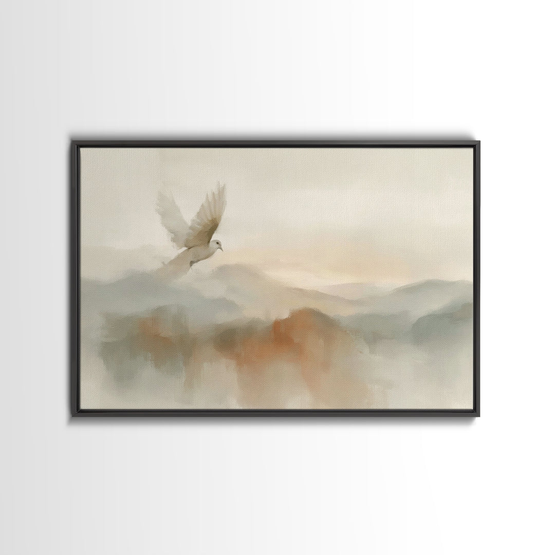 Peaceful Dove Rise – Framed Canvas Print – Christian Wall Art – Christian Art Canvas – Christian Art – Christmas Art – Christian Gift Ideas