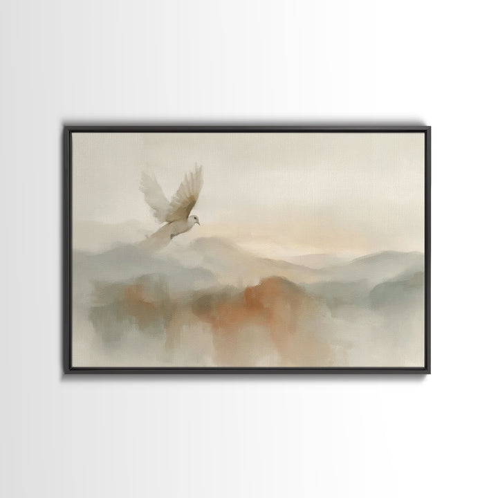 Peaceful Dove Rise – Framed Canvas Print – Christian Wall Art – Christian Art Canvas – Christian Art – Christmas Art – Christian Gift Ideas