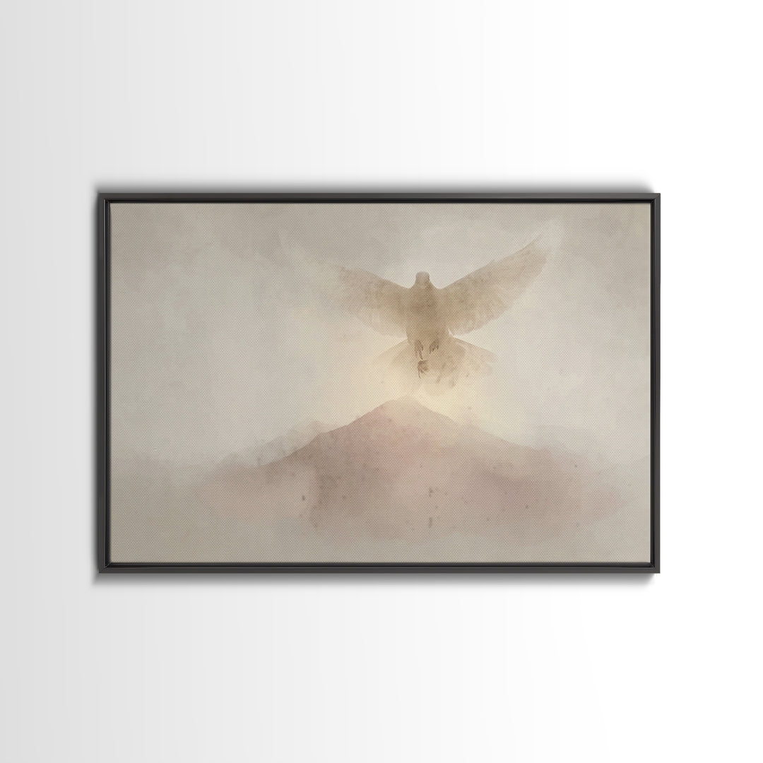 Mountain Spirit Light, Framed Canvas Print, Christian Art Canvas, Christian Wall Art, Minimalist Christian Art, Christmas Art, Christian De