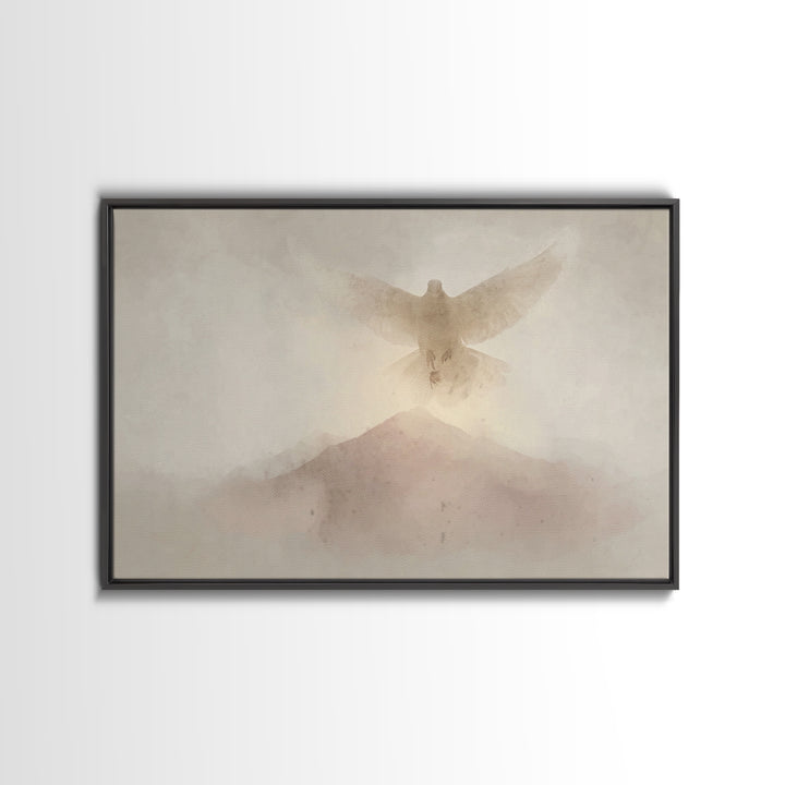 Mountain Spirit Light, Framed Canvas Print, Christian Art Canvas, Christian Wall Art, Minimalist Christian Art, Christmas Art, Christian De