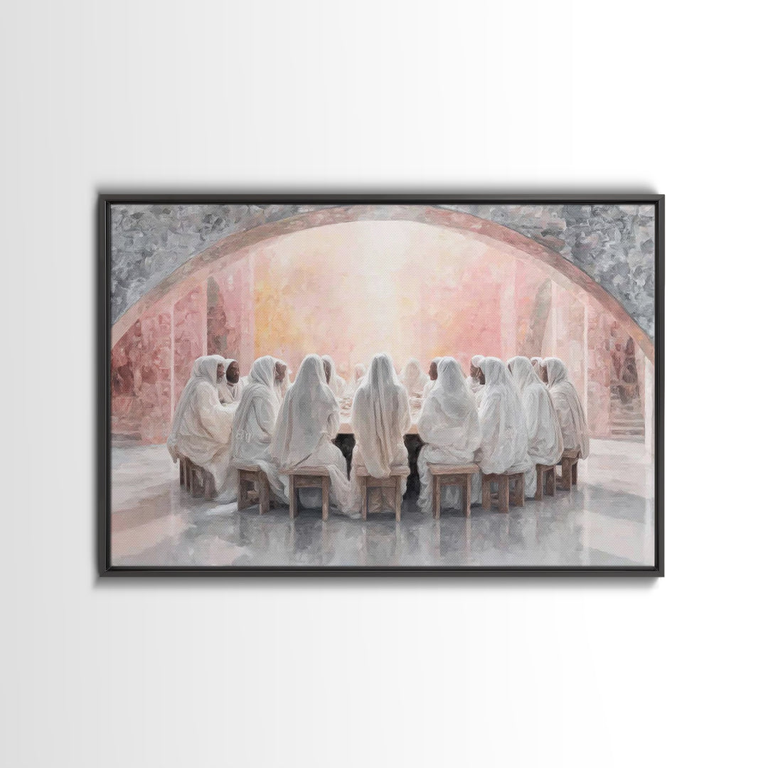 Holy Gathering Light, Framed Canvas Print, Christian Art Canvas, Christian Wall Art, Christian Paintings, Christmas Art, Christian Decor