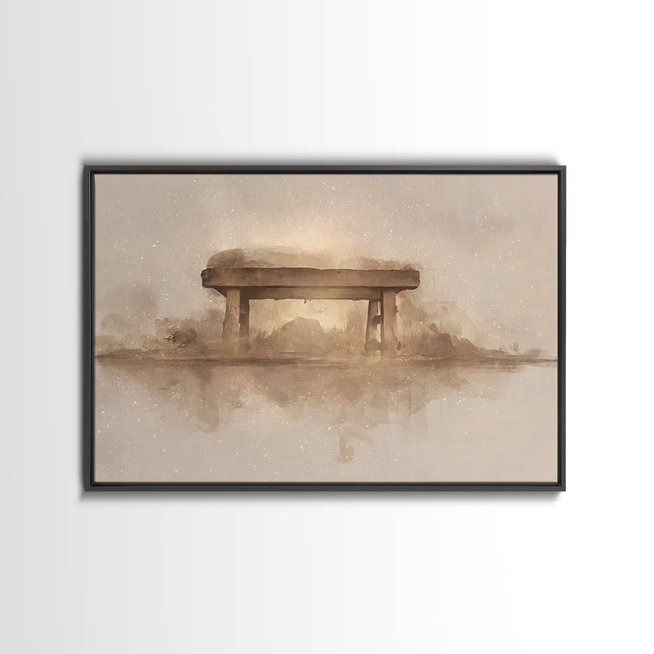 Desert Manger Light – Framed Canvas Print – Christian Christmas Art – Christian Art Canvas – Christmas Wall Art – Christian Decor – Jesus P