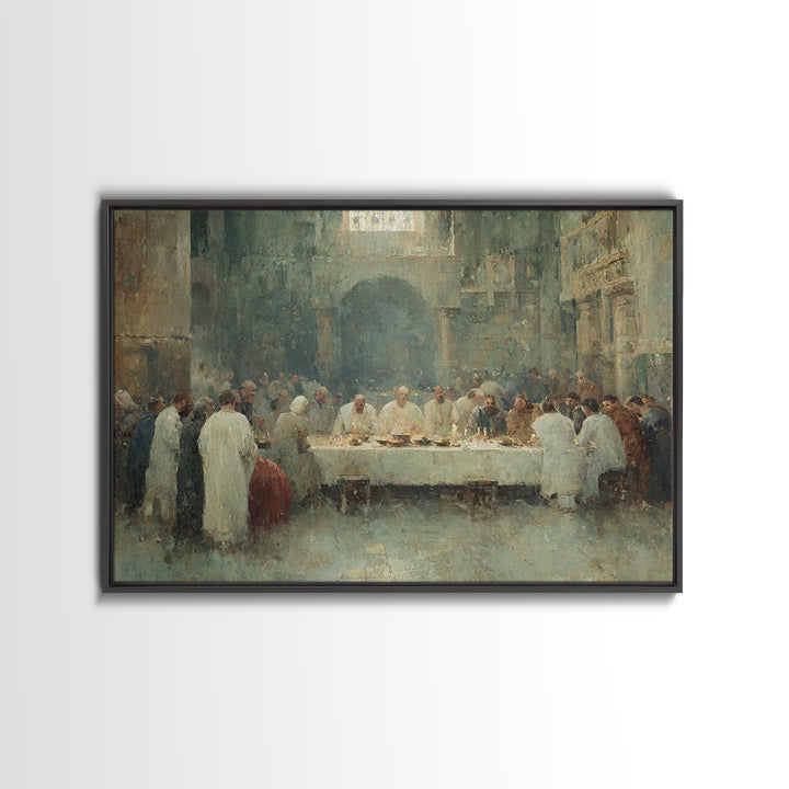 Holy Supper Glow, Framed Canvas Print, Christian Wall Art, Christian Art Canvas, Christian Paintings, Jesus Art Print, Christian Decor