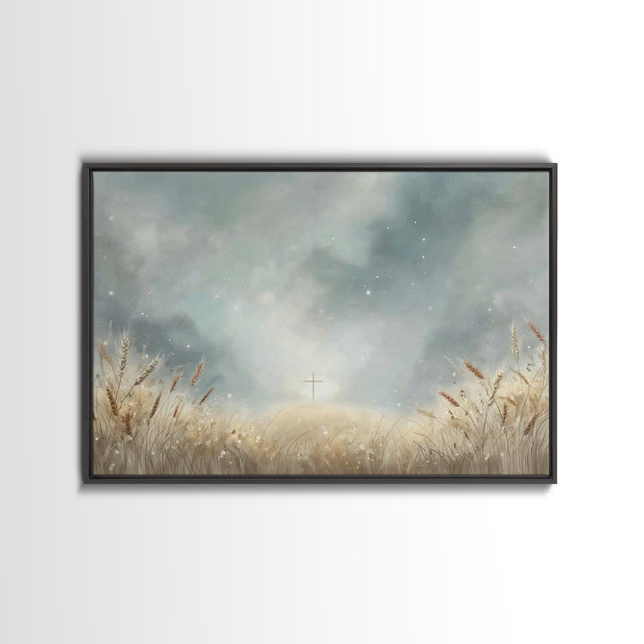 Harvest Dawn, Framed Canvas Print, Christian Wall Art, Christian Art Canvas, Christian Painting, Christian Christmas Art, Christian Decor