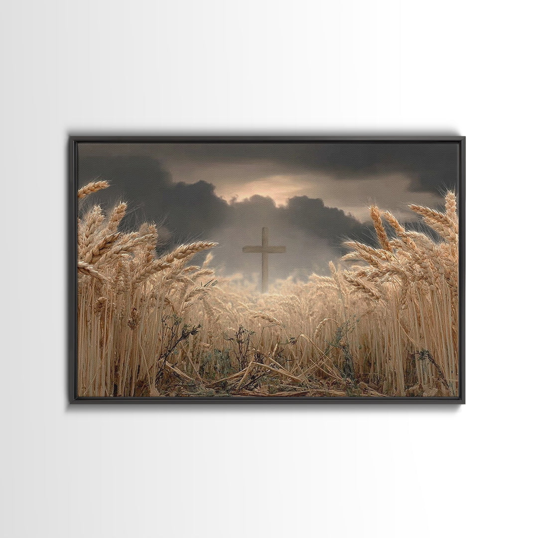 Wheatland Cross - Framed Canvas Print - Christian Wall Art - Christian Art Print - Jesus Painting - Christian Decor - Christian Gift Ideas