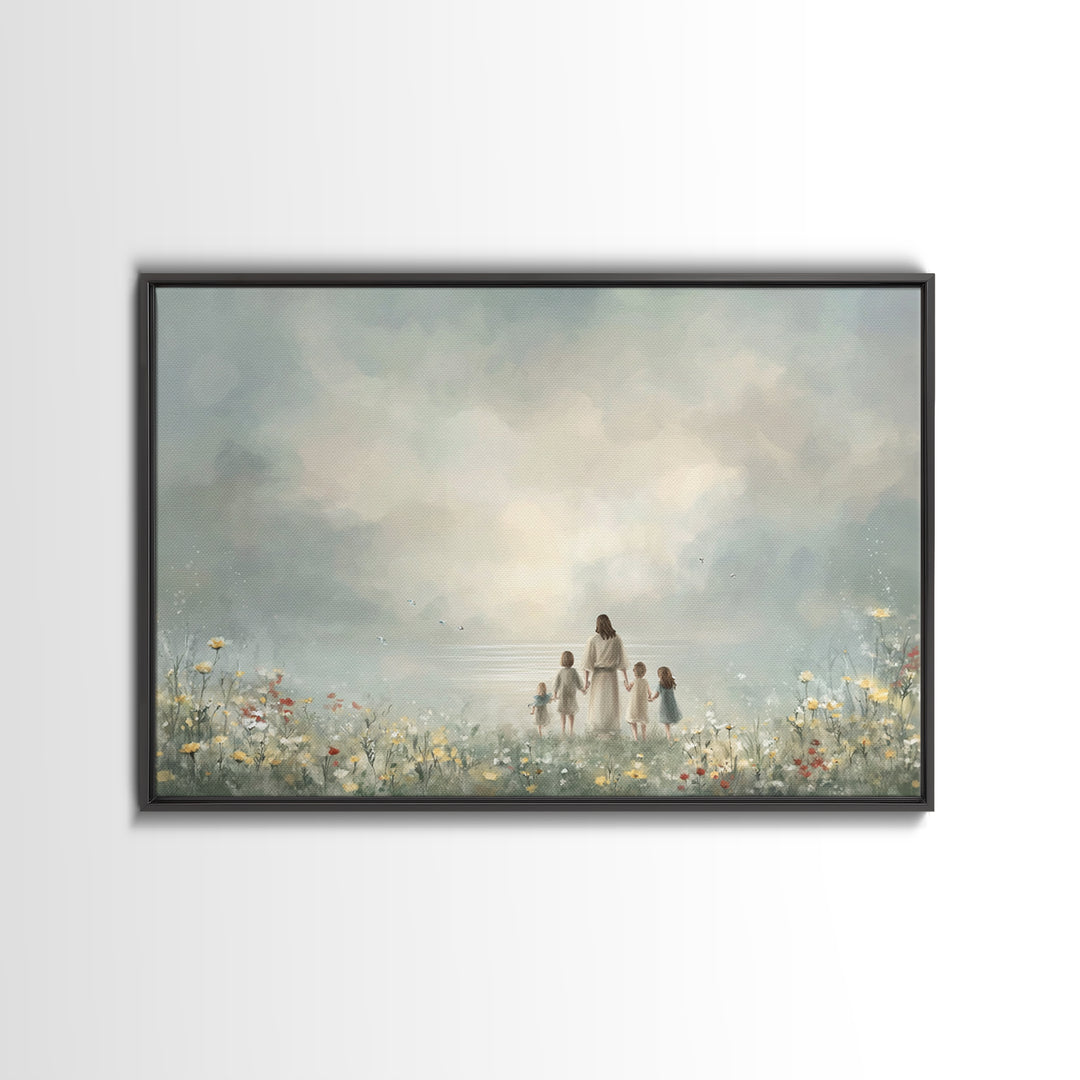Heavenly Shepherd – Framed Canvas Print – Christian Wall Art – Jesus Painting – Christian Art Canvas – Christian Christmas Art