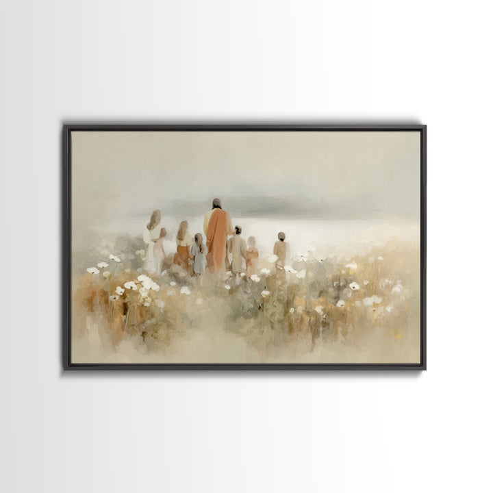 Frosted Journey | Framed Canvas Print | Christian Wall Art | Jesus Paintings | Christian Christmas Art | Modern Christian Painting