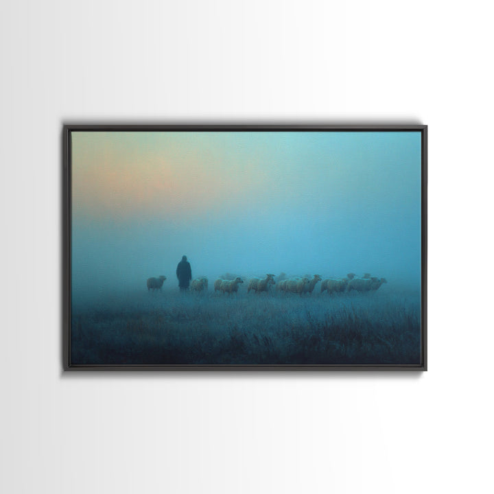 Lighted Journey – Framed Canvas Print – Jesus Wall Art – Christian Art Canvas – Moody Christian Art – Framed Christmas Art