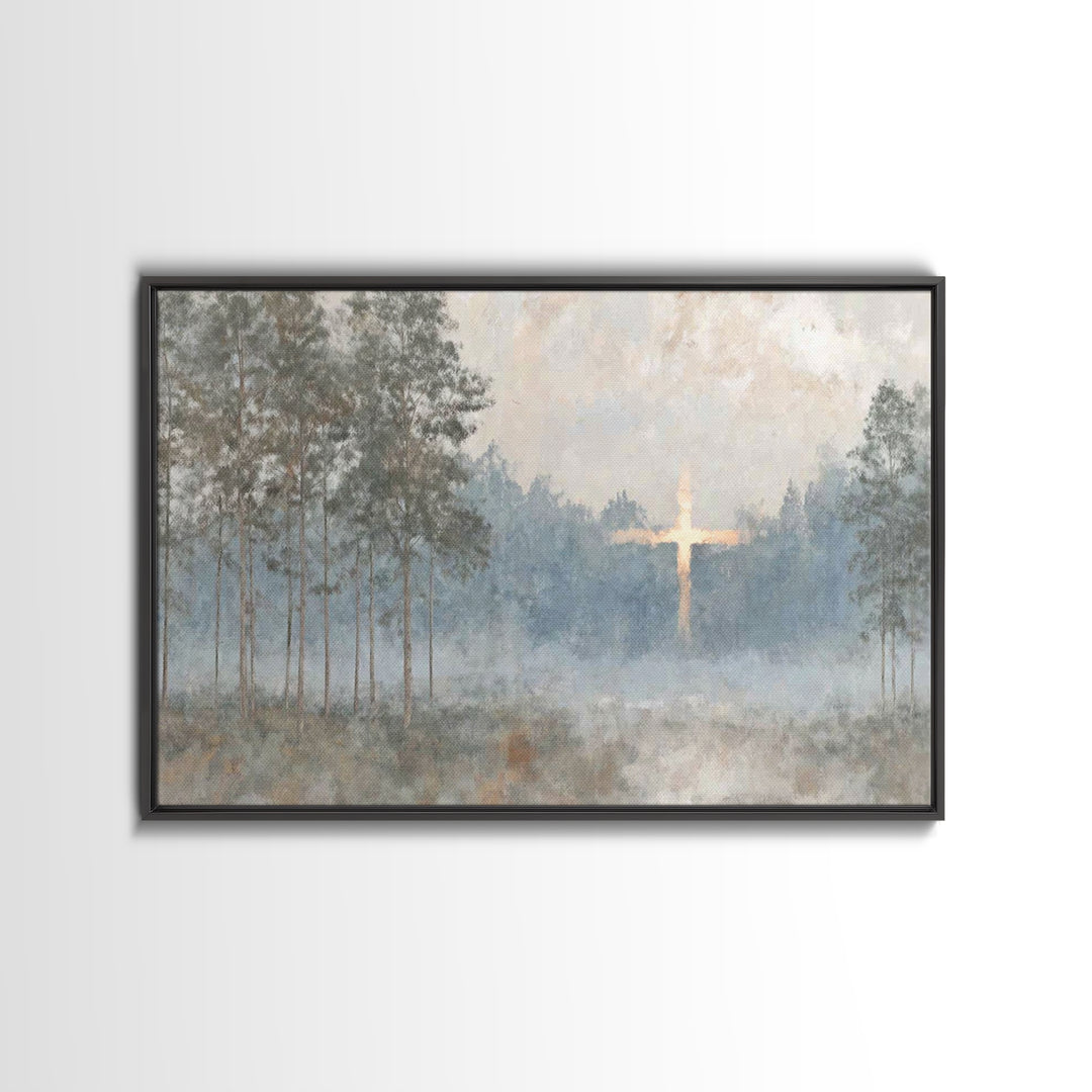 Woodland Peace – Framed Canvas Print – Jesus Painting – Christian Wall Art – Moody Christian Art – Christian Art Canvas – Large Christian P