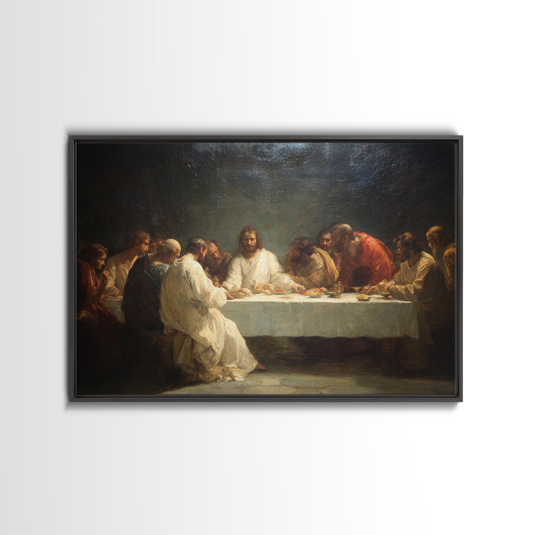 Misty Field Shepherd – Framed Canvas Print – Christian Art – Jesus Painting – Christian Wall Art – Christian Art Canvas – Moody Christian A