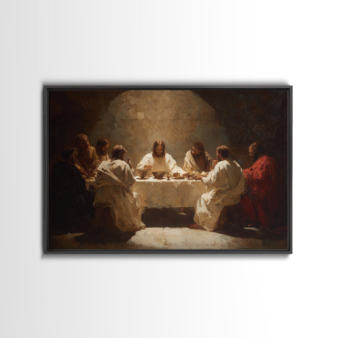 Shepherd’s Meadow Walk – Framed Canvas Print – Christian Art Canvas – Christian Wall Art – Jesus Painting – Christian Gift – Pastoral Scene