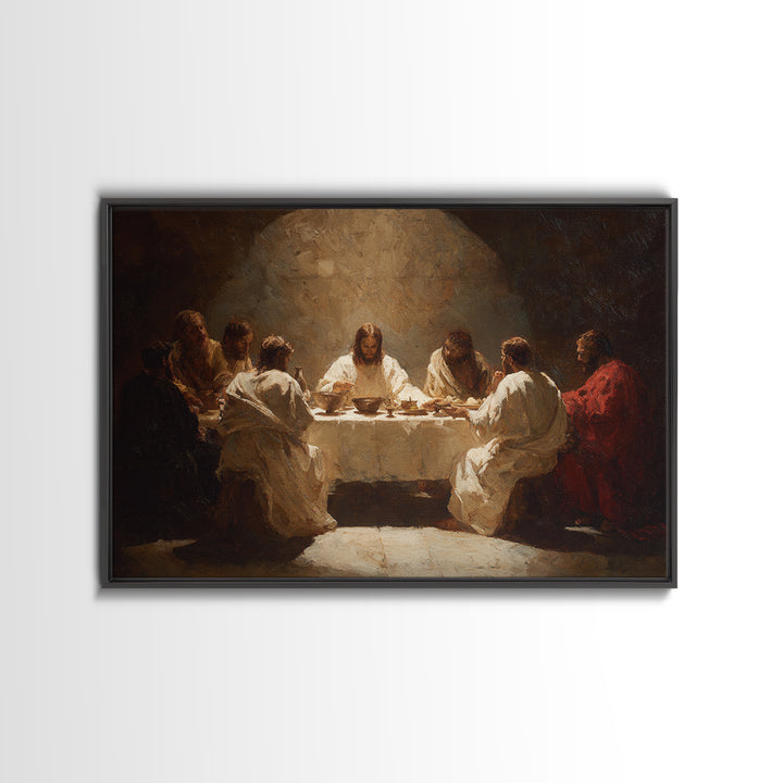 Shepherd’s Meadow Walk – Framed Canvas Print – Christian Art Canvas – Christian Wall Art – Jesus Painting – Christian Gift – Pastoral Scene