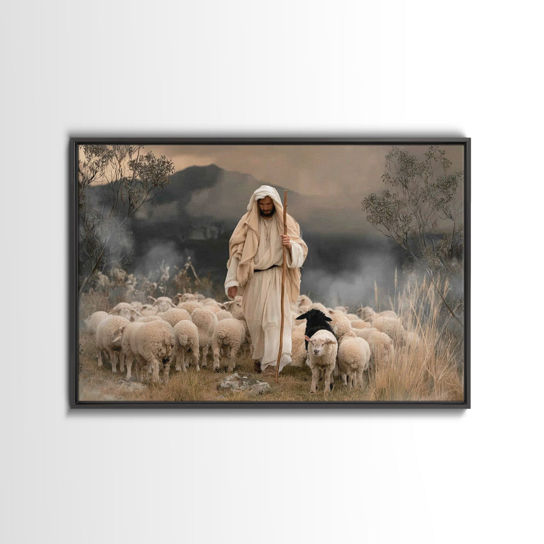 Light Of His Way – Framed Canvas Print – Jesus Painting – Christian Wall Art – Moody Christian Art – Christian Art Canvas – Christian Gift
