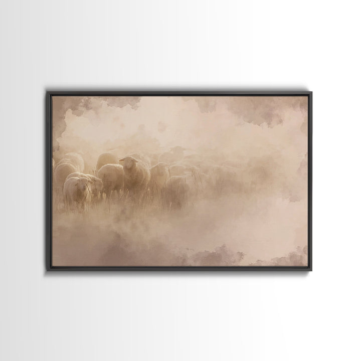 Silent Footsteps Calm | Framed Canvas Print | Christian Wall Art | Minimalist Christian Art | Christian Art Canvas | Christian Decor | Subt