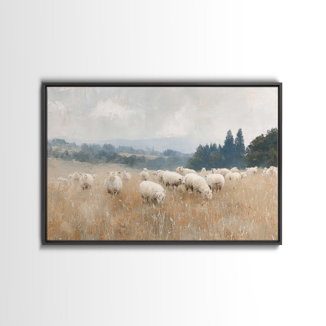 The Quiet Shepherd, Framed Canvas Print, Christian Wall Art, Jesus Painting, Christian Art Print, Christmas Art, Christian Christmas Art