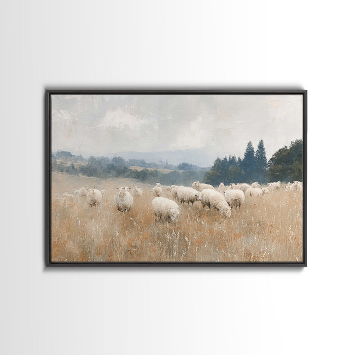 The Quiet Shepherd, Framed Canvas Print, Christian Wall Art, Jesus Painting, Christian Art Print, Christmas Art, Christian Christmas Art