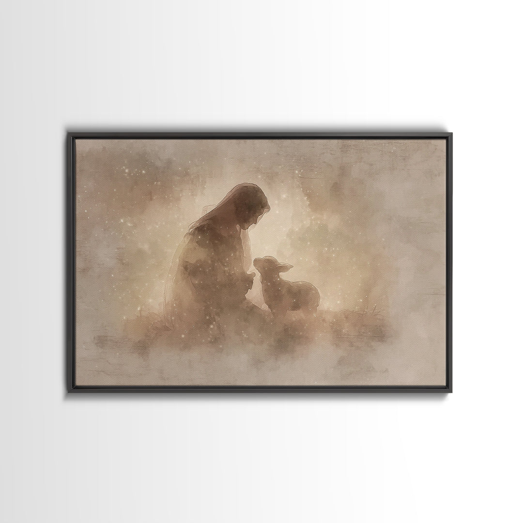 Dawnlight Sanctuary, Framed Canvas Print, Christian Art, Christian Art Canvas, Christian Wall Art, Jesus Painting, Modern Christian Art