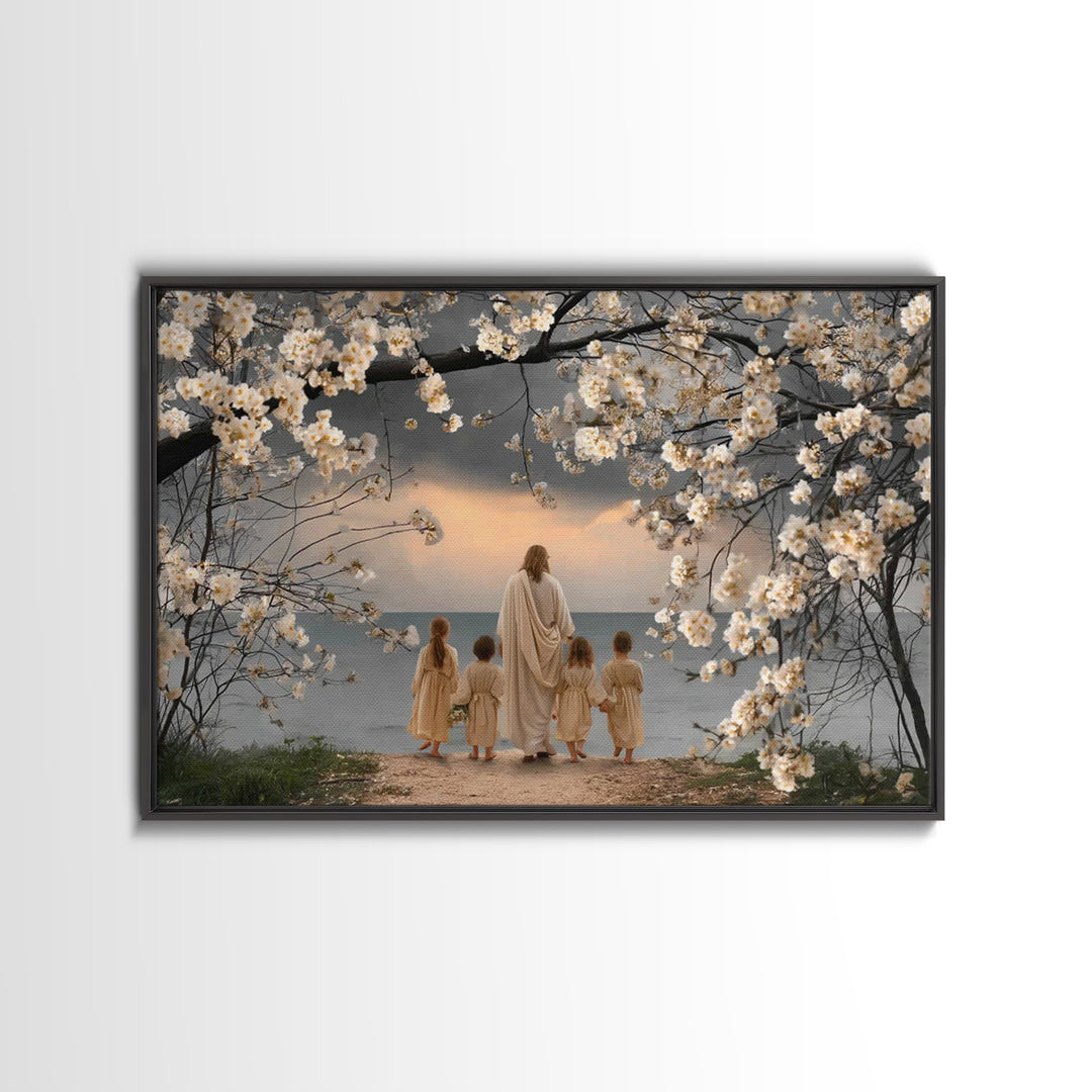 Shepherds Of Light, Framed Canvas Print, Christian Wall Art, Christian Painting, Jesus Canvas Art, Christian Christmas Decor, Large Christi