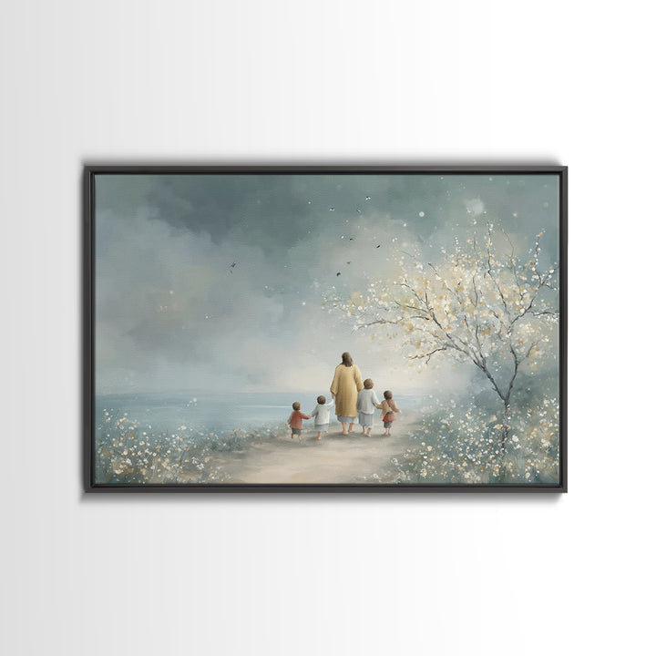 Sacred Stillness – Framed Canvas Print – Christian Wall Art – Jesus Art Print – Large Christian Painting – Christmas Art Work – Christian D