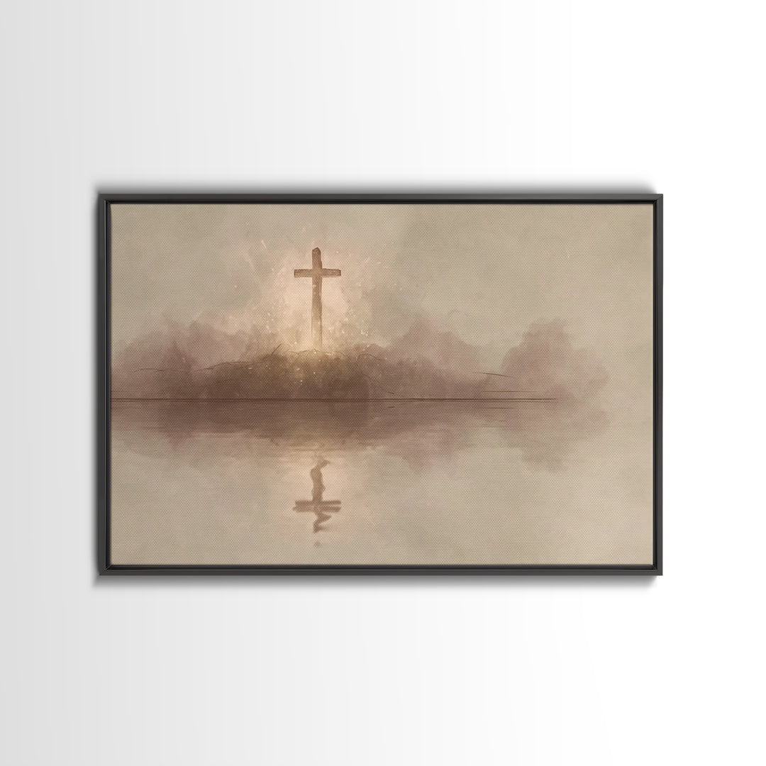Starborne Cross – Framed Canvas Print – Christian Art – Christian Art Canvas – Moody Christian Art – Christian Art Painting – Christian Wal