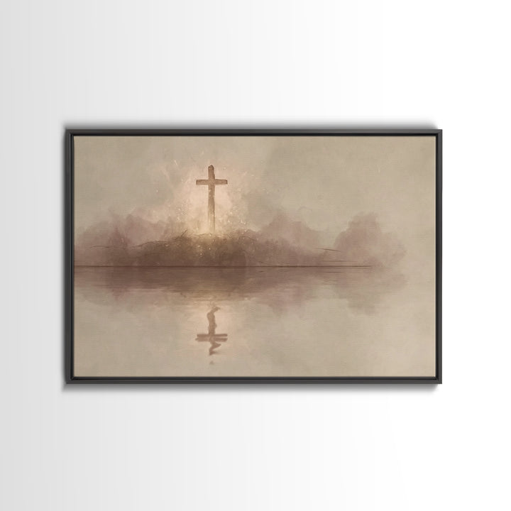 Starborne Cross – Framed Canvas Print – Christian Art – Christian Art Canvas – Moody Christian Art – Christian Art Painting – Christian Wal