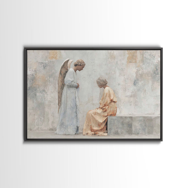 Angel’s Peace, Framed Canvas Print, Christian Art Canvas, Modern Christian Art, Christian Wall Art, Christian Christmas Art, Christian Gift