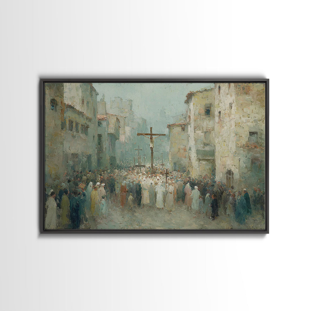 Angelic Assembly | Framed Canvas Print | Christian Art Print | Christian Wall Art | Christian Painting | Christmas Wall Art