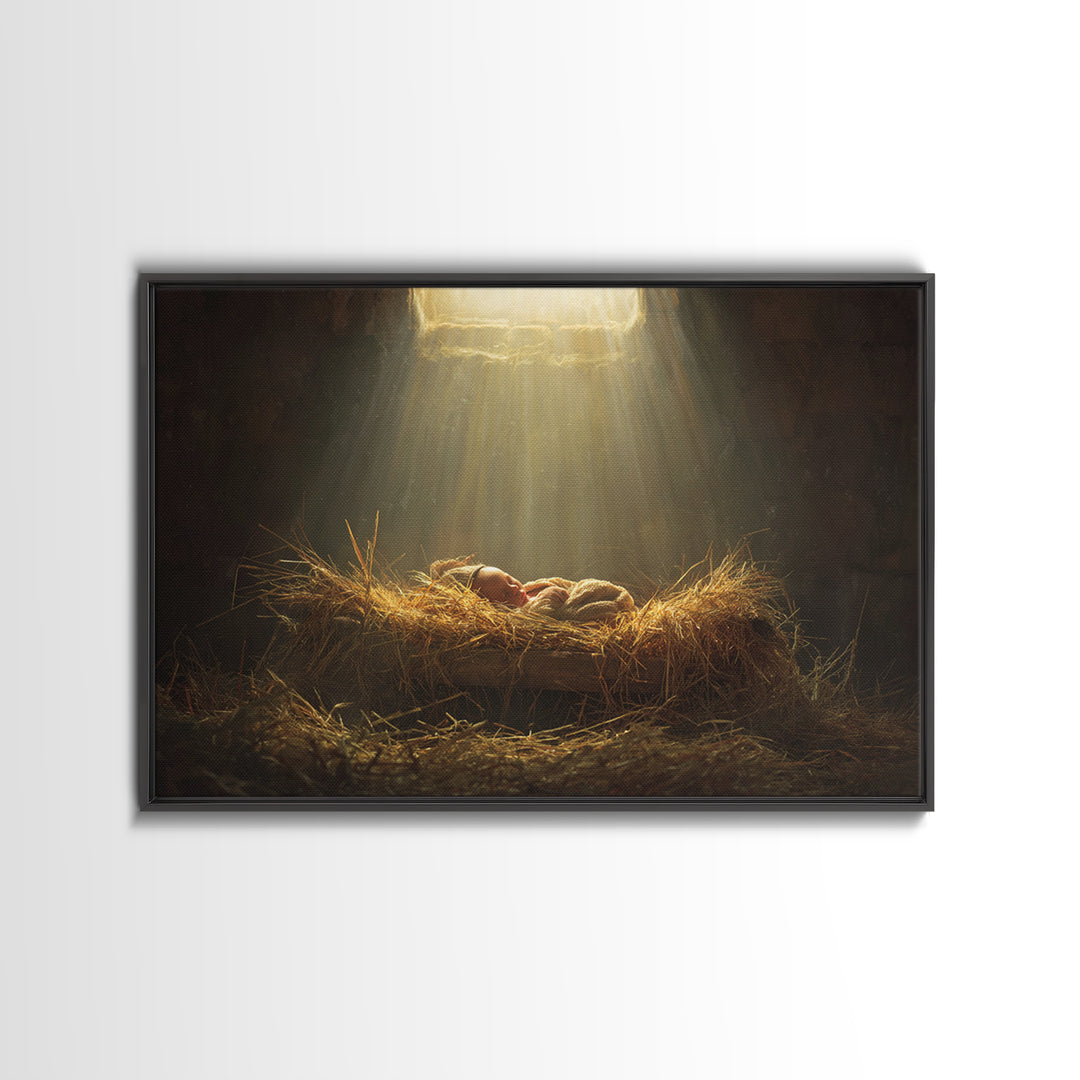 Silent Night Shelter, Framed Canvas Print, Christian Christmas Art, Christmas Wall Art, Christian Art Canvas, Framed Christmas Art, Christi