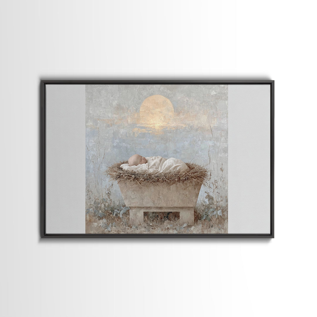 Starry Miracle – Framed Canvas Print – Christmas Art – Christian Christmas Art – Christian Art Canvas – Christmas Wall Art – Framed Christm