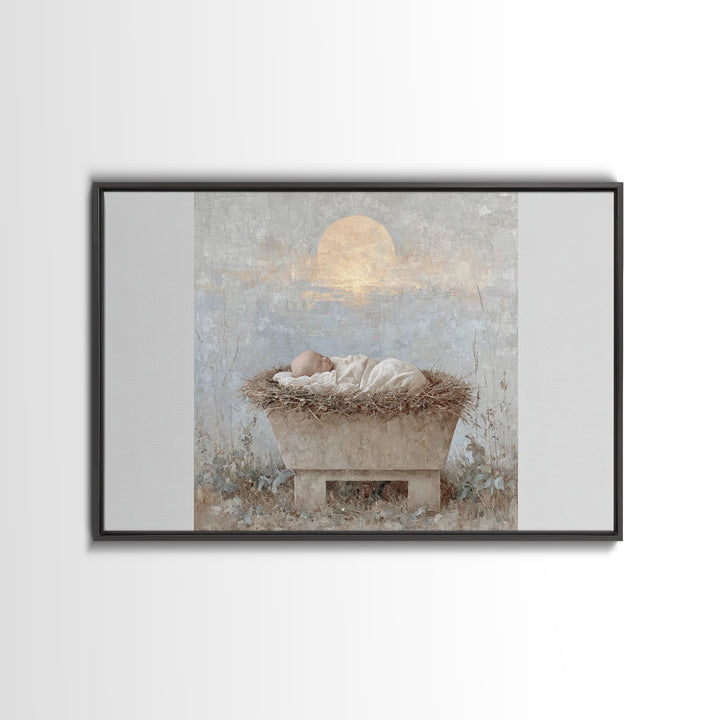 Starry Miracle – Framed Canvas Print – Christmas Art – Christian Christmas Art – Christian Art Canvas – Christmas Wall Art – Framed Christm
