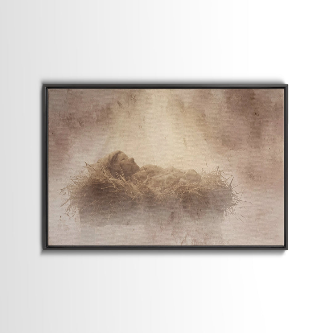 Sacred Nativity | Framed Canvas Print | Christian Art Canvas | Christmas Art | Christian Christmas Art | Christian Wall Art | Framed Christ