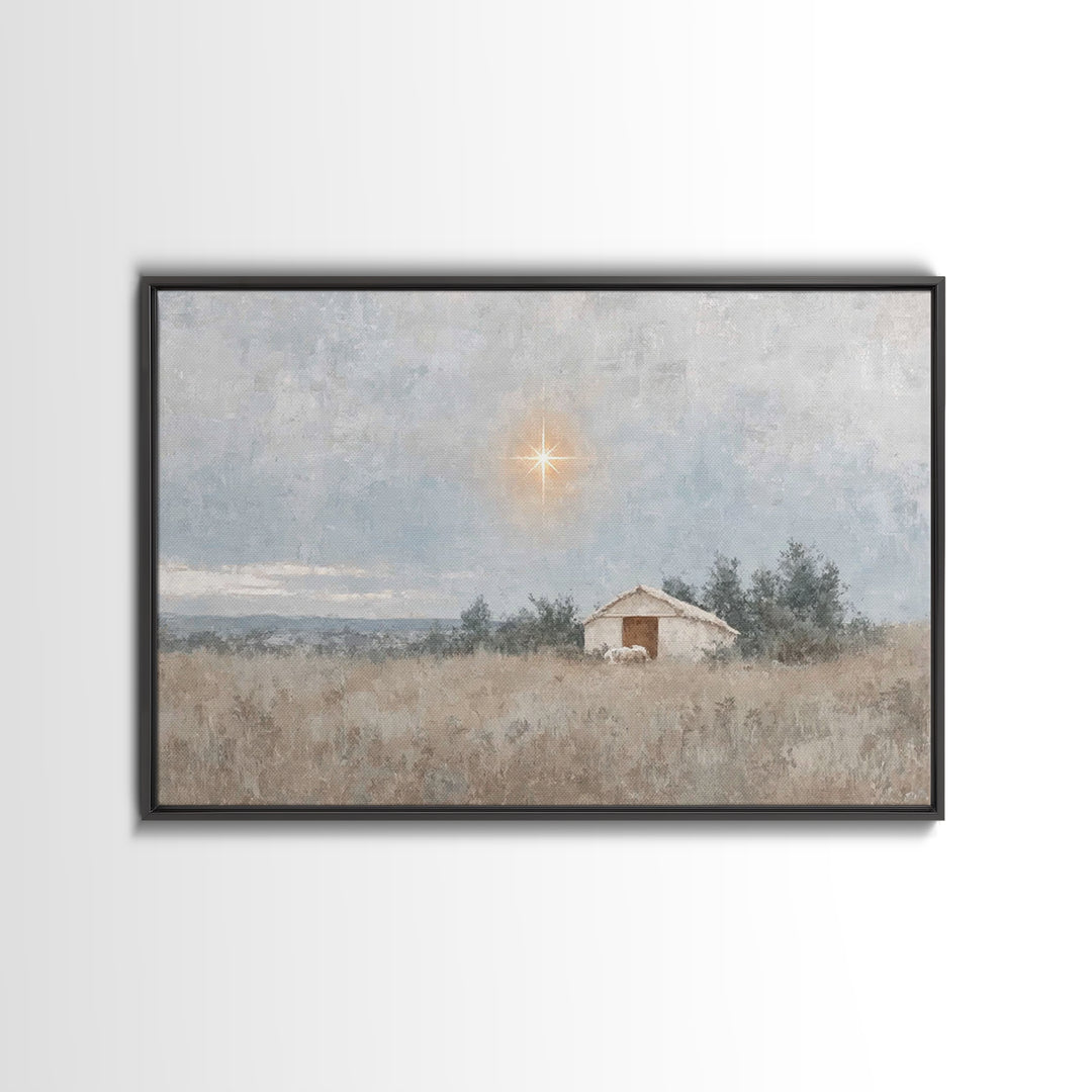Radiant Snow Chapel, Framed Canvas Print, Christian Wall Art, Framed Christmas Art, Christian Art Painting, Christmas Canvas Wall Art
