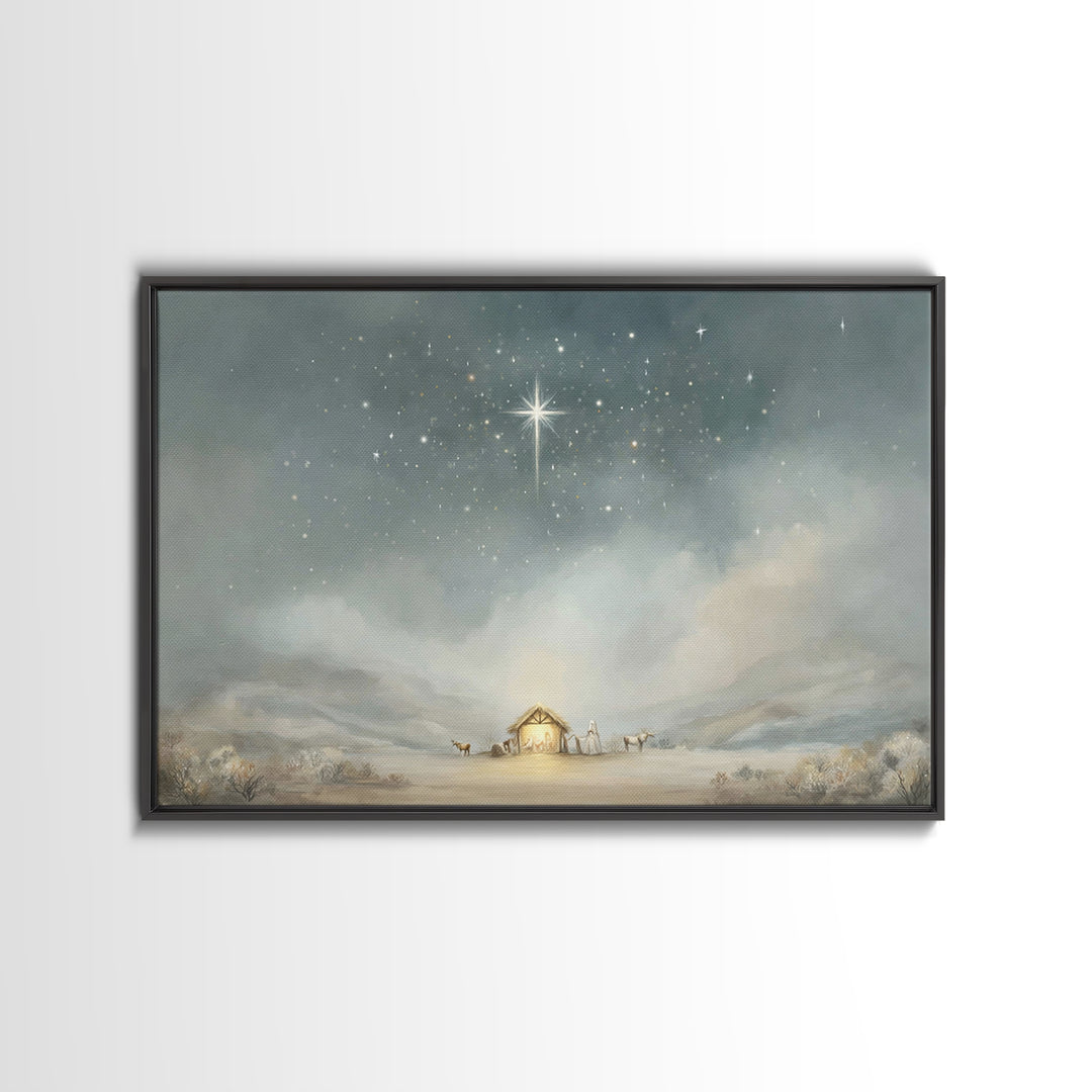 Divine Dawn Silhouette | Framed Canvas Print | Jesus Painting | Christian Wall Art | Moody Christian Art | Christian Art Print