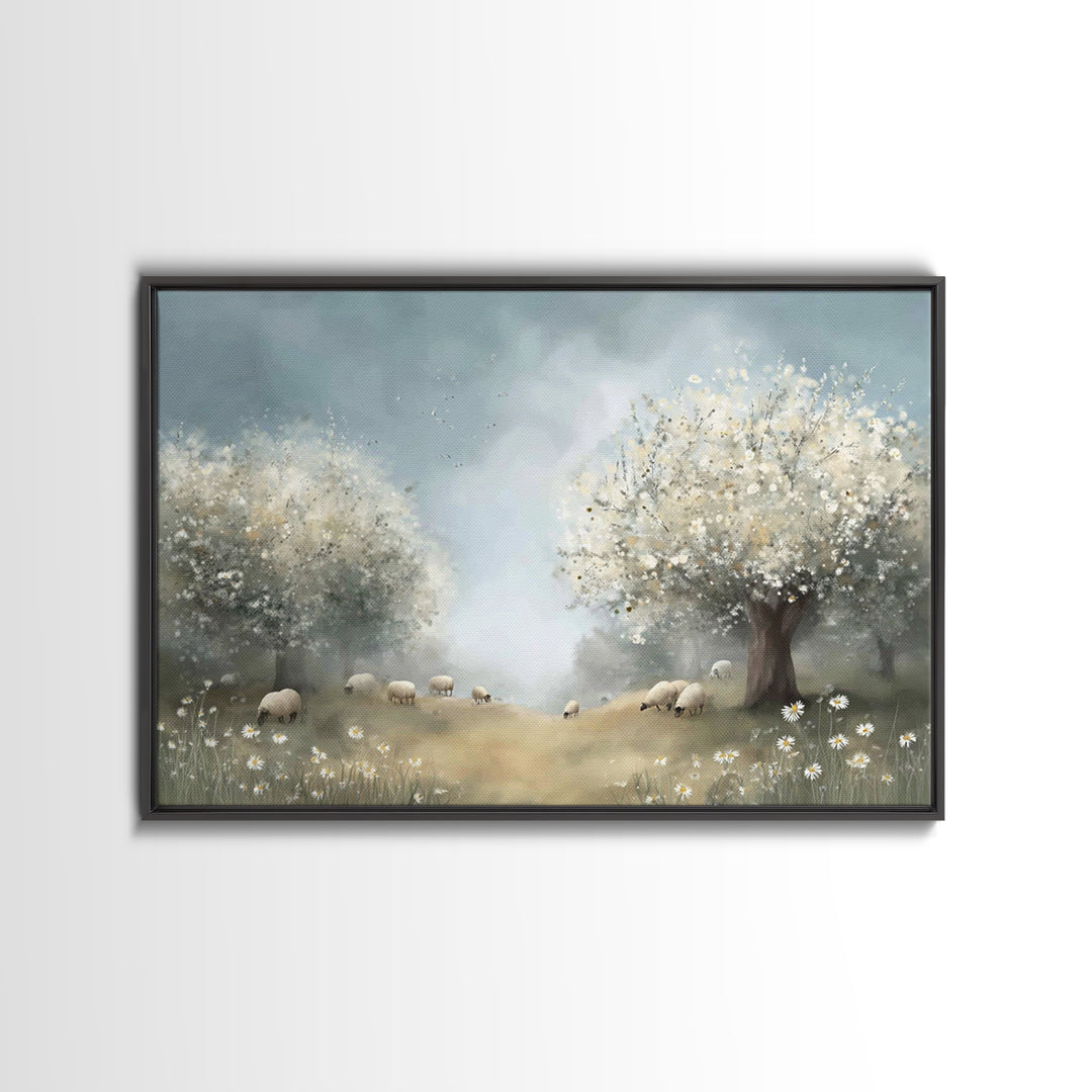 Gentle Meadow Grace, Framed Canvas Print, Christian Wall Art, Subtle Christian Art, Christian Art Canvas, Christian Art Print, Christian De