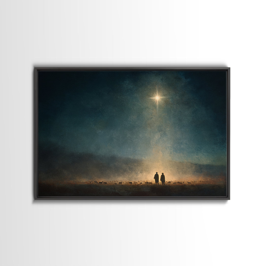 Star Of Hope – Framed Canvas Print – Christian Christmas Art – Christian Wall Art – Moody Christmas Art – Christmas Canvas Wall Art – Chris