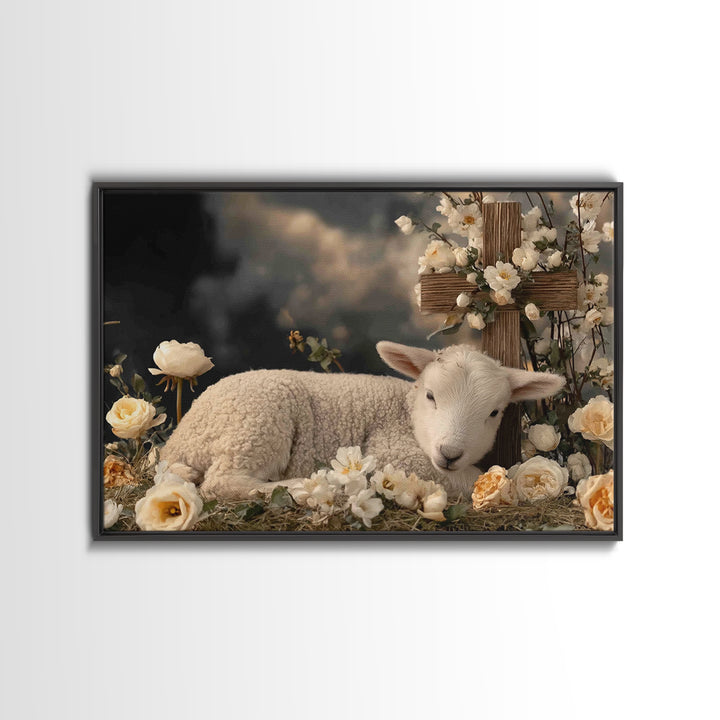 Quiet Meadow Hope, Framed Canvas Print, Christian Wall Art, Christian Art Print, Christian Painting, Modern Christian Art, Christian Christ
