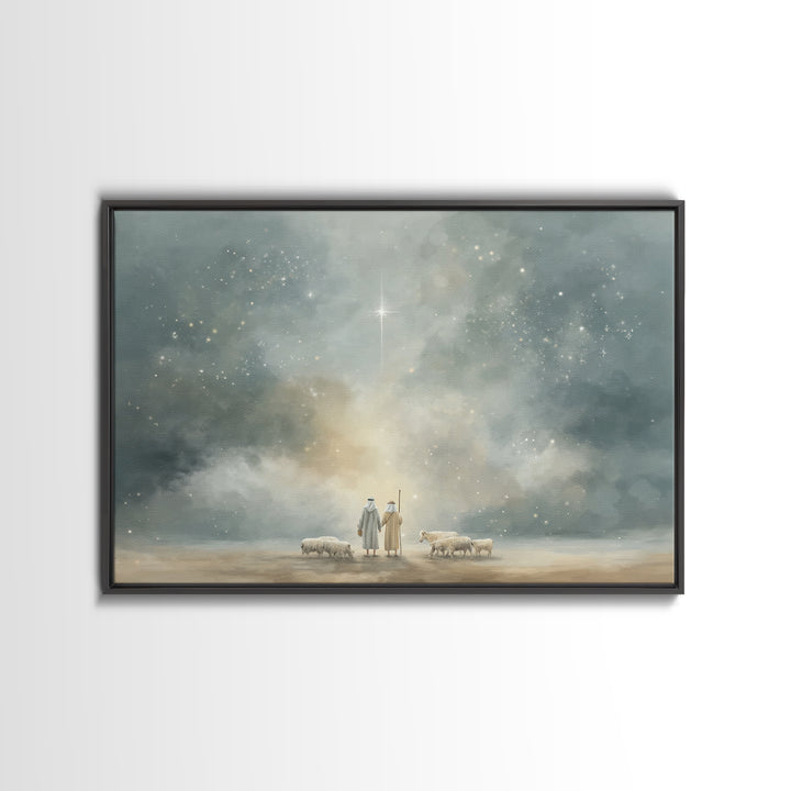 Night Of Wonder, Framed Canvas Print, Christian Christmas Art, Christian Wall Art, Christmas Art Prints, Moody Christmas Art, Christian Dec