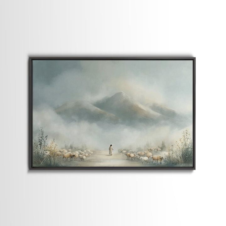 Mountains Of Promise – Framed Canvas Print – Christian Christmas Art – Christian Art Canvas – Minimalist Christian Art – Christian Wall Art