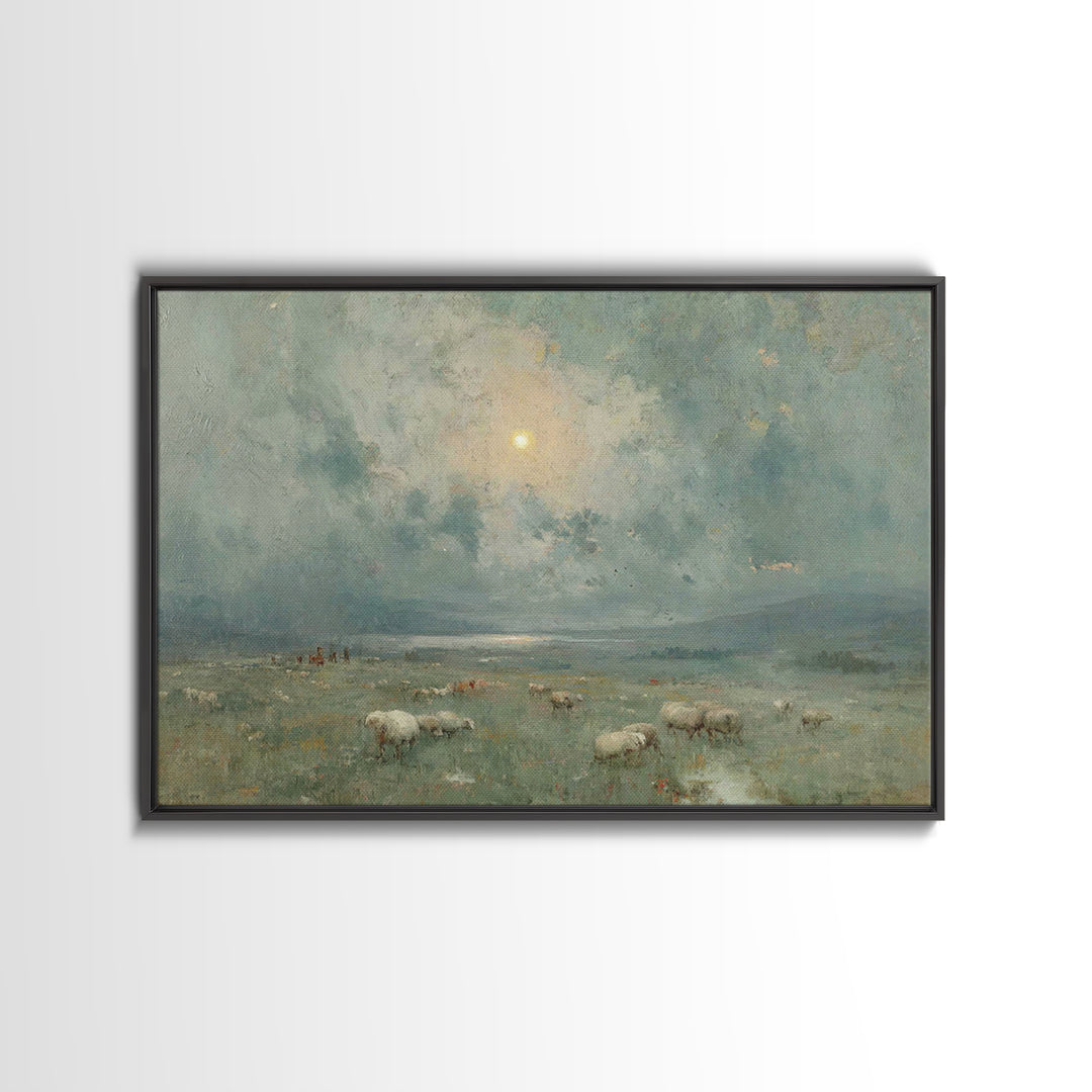 Fields Of Bethlehem | Framed Canvas Print | Christian Christmas Art | Christian Wall Art | Christian Art Canvas | Retro Christmas Art | Chr