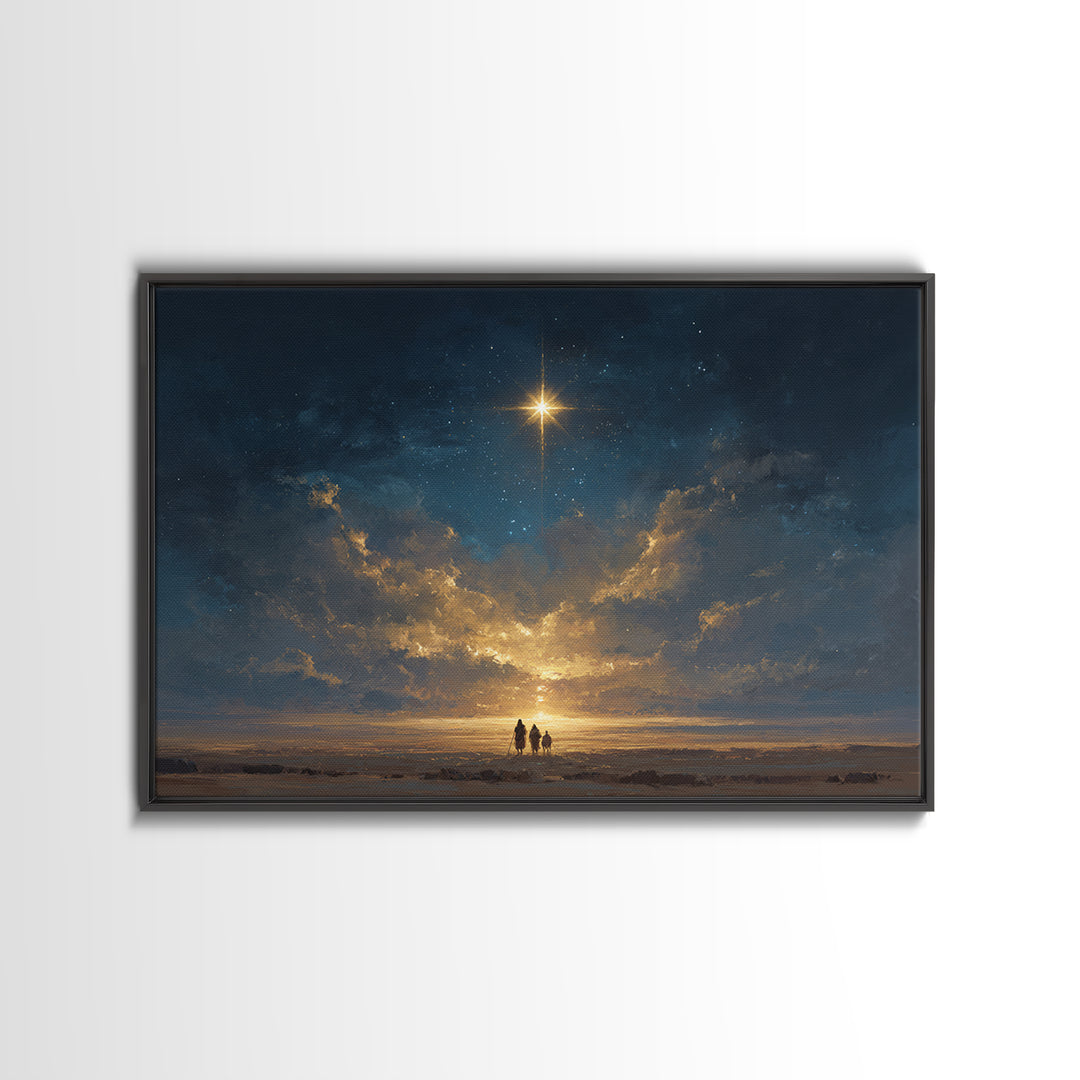 Desert Star Glow | Framed Canvas Print | Christian Christmas Art | Christmas Wall Art | Christian Wall Art | Christian Art Canvas | Christi